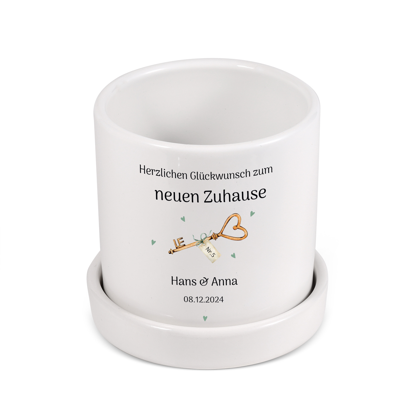 Personalisierbare 3 Texte & Nummer Liebespaar Blumentopf Einweihungsgeschenk Geschenk für ein neues Zuhause