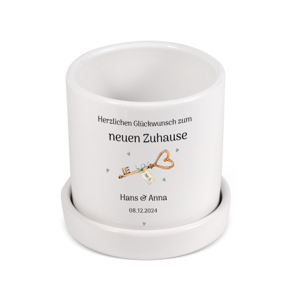 Personalisierbare 3 Texte & Nummer Liebespaar Blumentopf Einweihungsgeschenk Geschenk für ein neues Zuhause