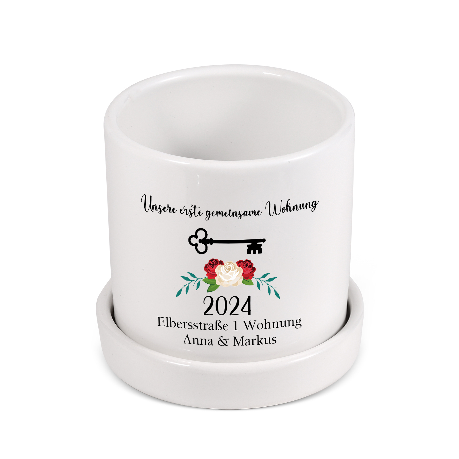 Personalisierbare 2 Texte & Jahr Liebespaar Blumentopf Einweihungsgeschenk Geschenk für ein neues Zuhause