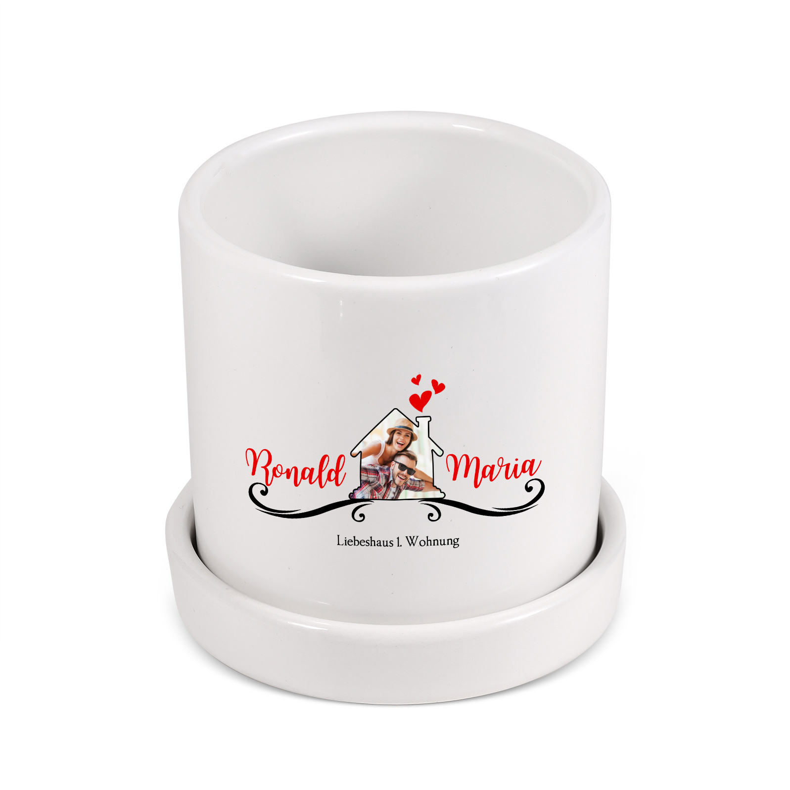 Personalisierbare 2 Namen & Foto & Text Liebespaar Blumentopf Einweihungsgeschenk Geschenk für ein neues Zuhause