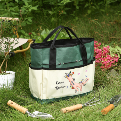 Personalisierte 2-8 Namen & Text Gartentasche Blume Hand in Hand Familie große kapazität Gartentasche für Gartenwerkzeug nähen