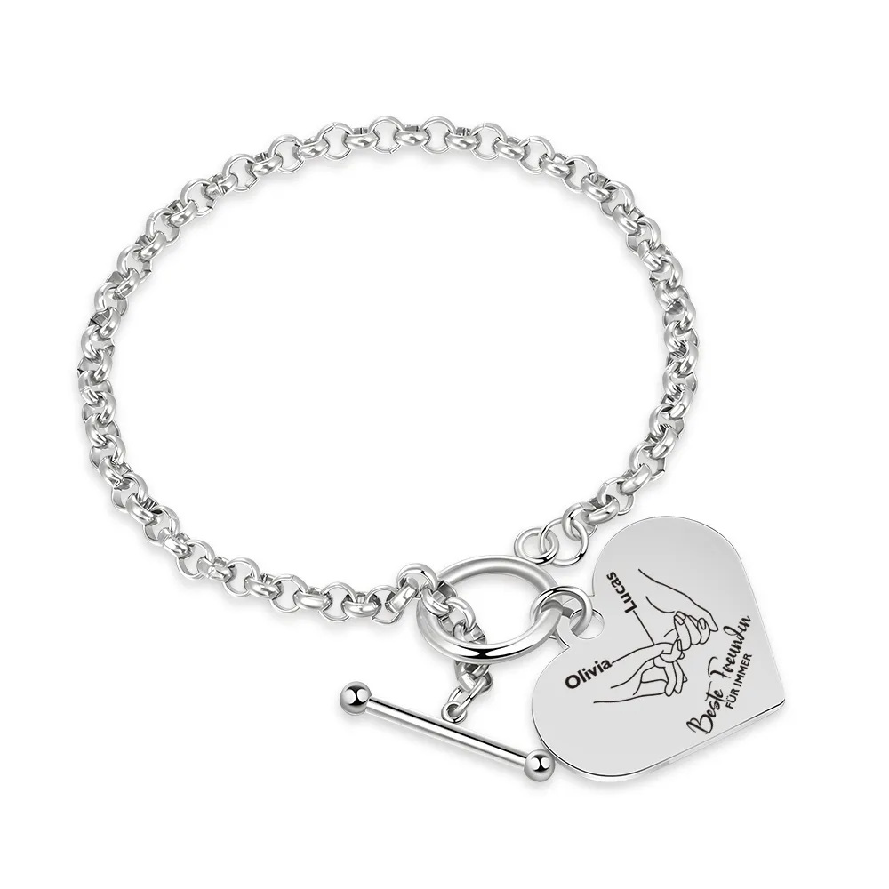 Personalisierte 2 Namen Edelstahl Armband für meine beste Freundin Du wirst immer für mich da sein – Geschenk mit Nachrichtkarte