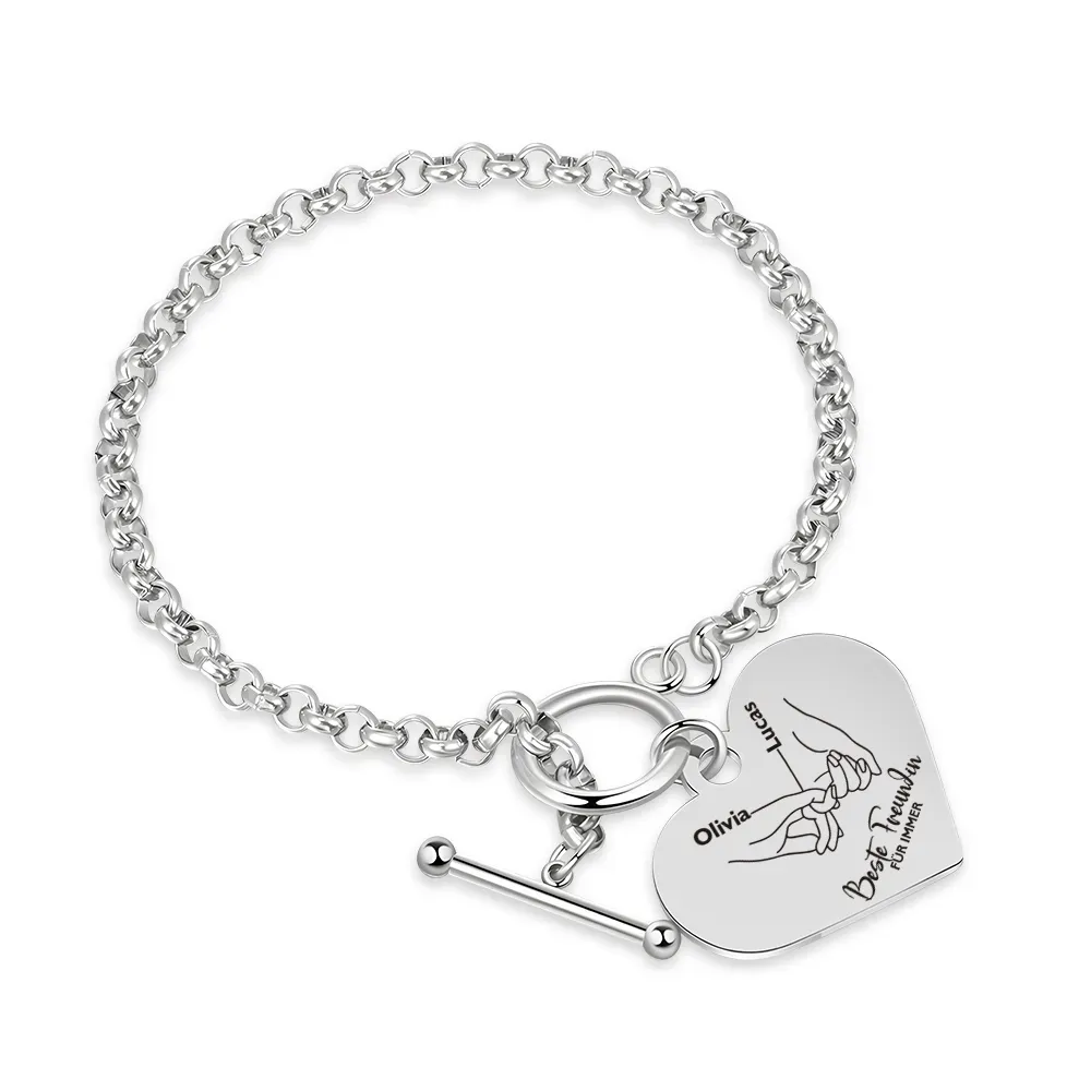 Personalisierte 2 Namen Edelstahl Armband für meine beste Freundin Du wirst immer für mich da sein – Geschenk mit Nachrichtkarte