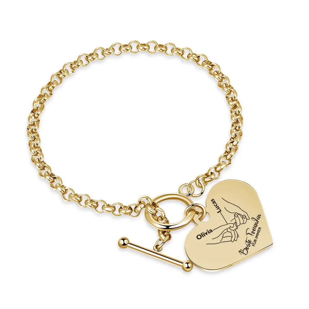 Personalisierte 2 Namen Edelstahl Armband für meine beste Freundin Du wirst immer für mich da sein – Geschenk mit Nachrichtkarte