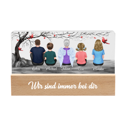 Personalisierte 2-8 Namen & Text Acryl-Holz Nachtlampe– Ein warmes Erinnerungslicht für Familie