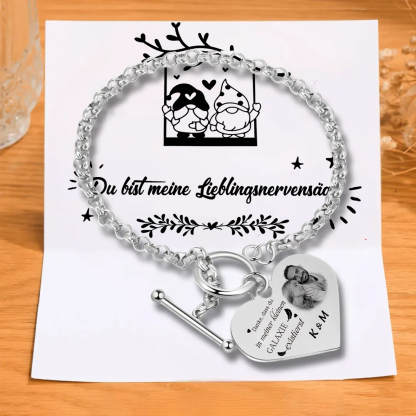 Kettenmachen Herren Personalisiertes Foto & Text Armband-Ich gehöre Ihnen, keine Rückgabe oder Rückerstattung-Geschenk mit Nachrichtenkarte 21.99
