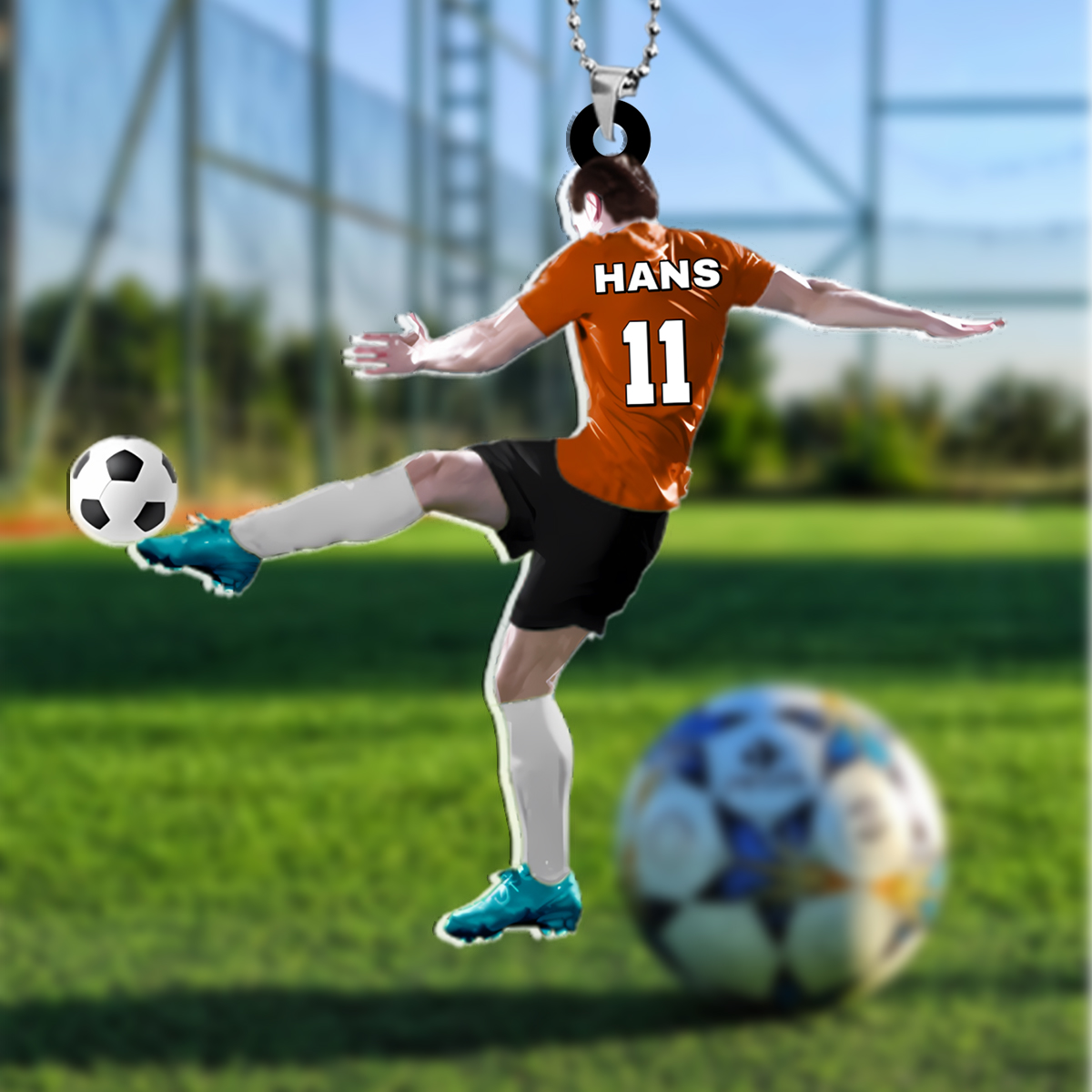Personalisierter Acryl-Anhänger mit Fußball-Motiv für Man