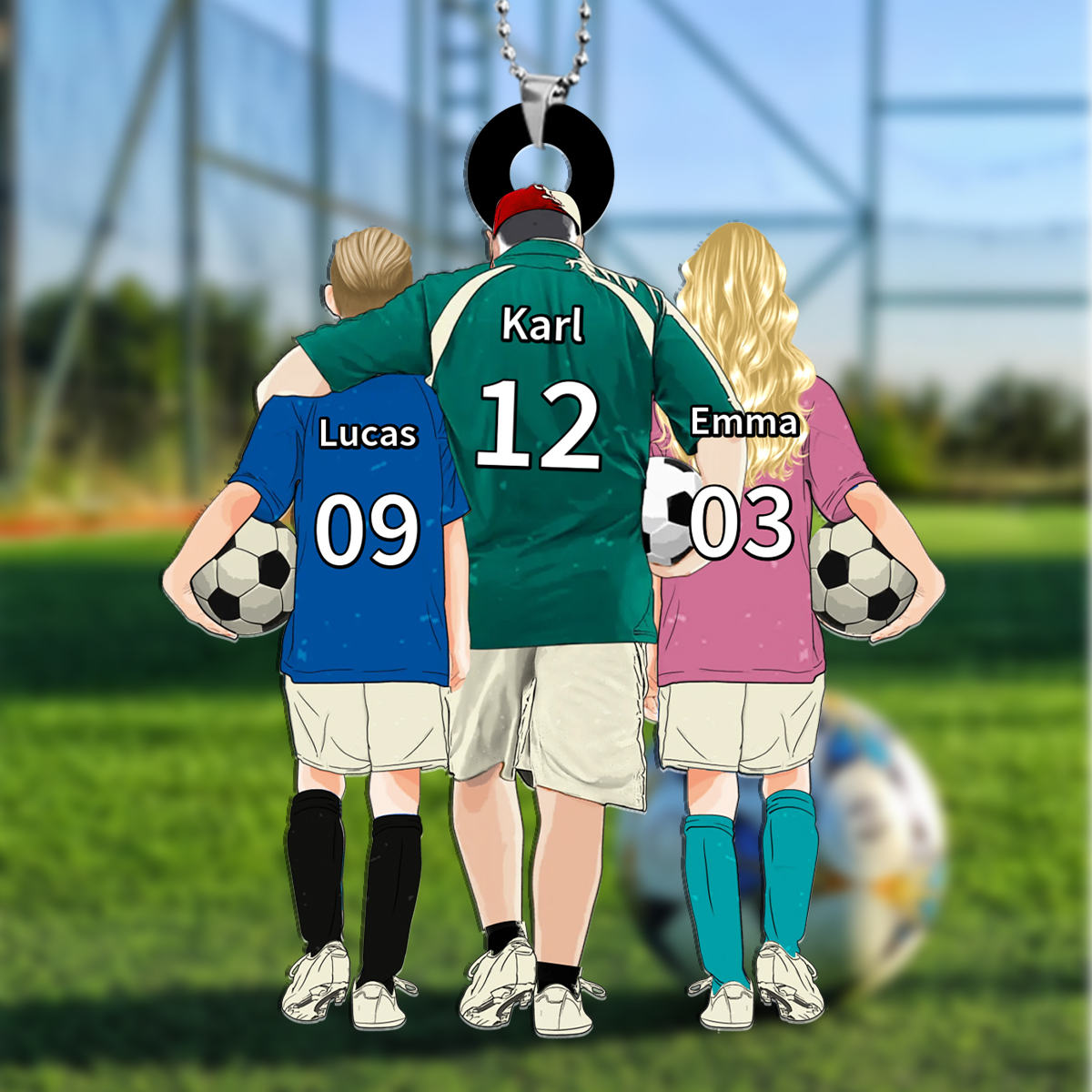 Personalisierter Acryl-Anhänger mit Fußball-Motiv für Familie