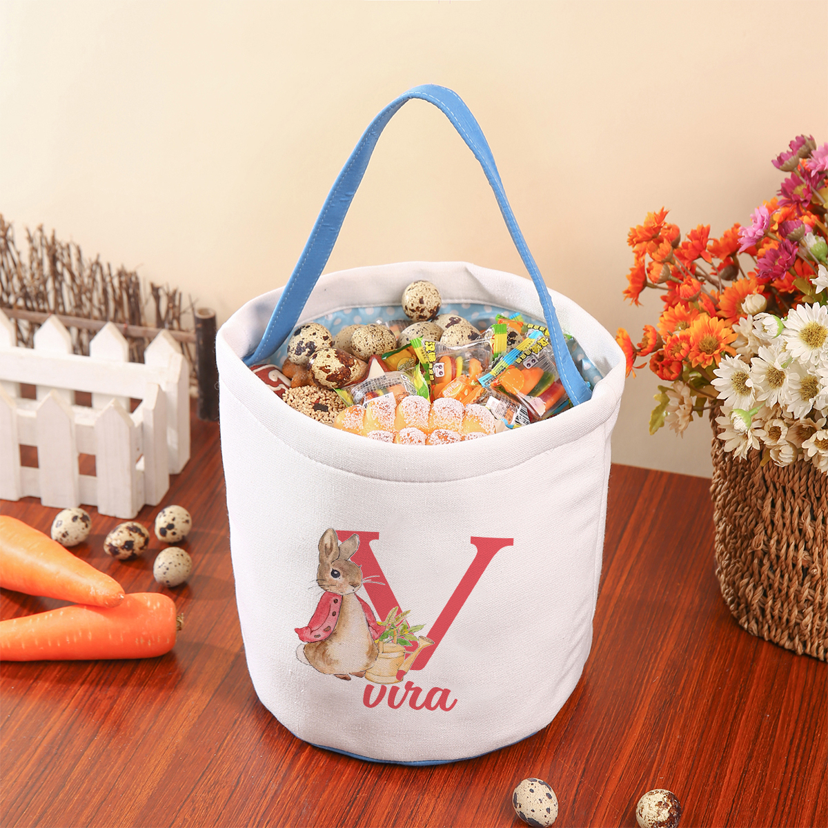 Personalisierbarer Name & Geburtsblume Leinwand Damen Tasche Einkaufstasche Tragetasche
