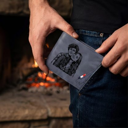 Personalisierte Herren‑Geldbörse mit Foto‑Gravur oder Monogramm Initiale