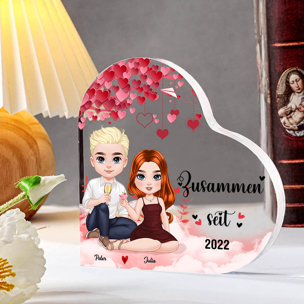 Personalisierter Text & 1 Name & Geburtsblume Herz Acryl-Deko für Oma Großmutter