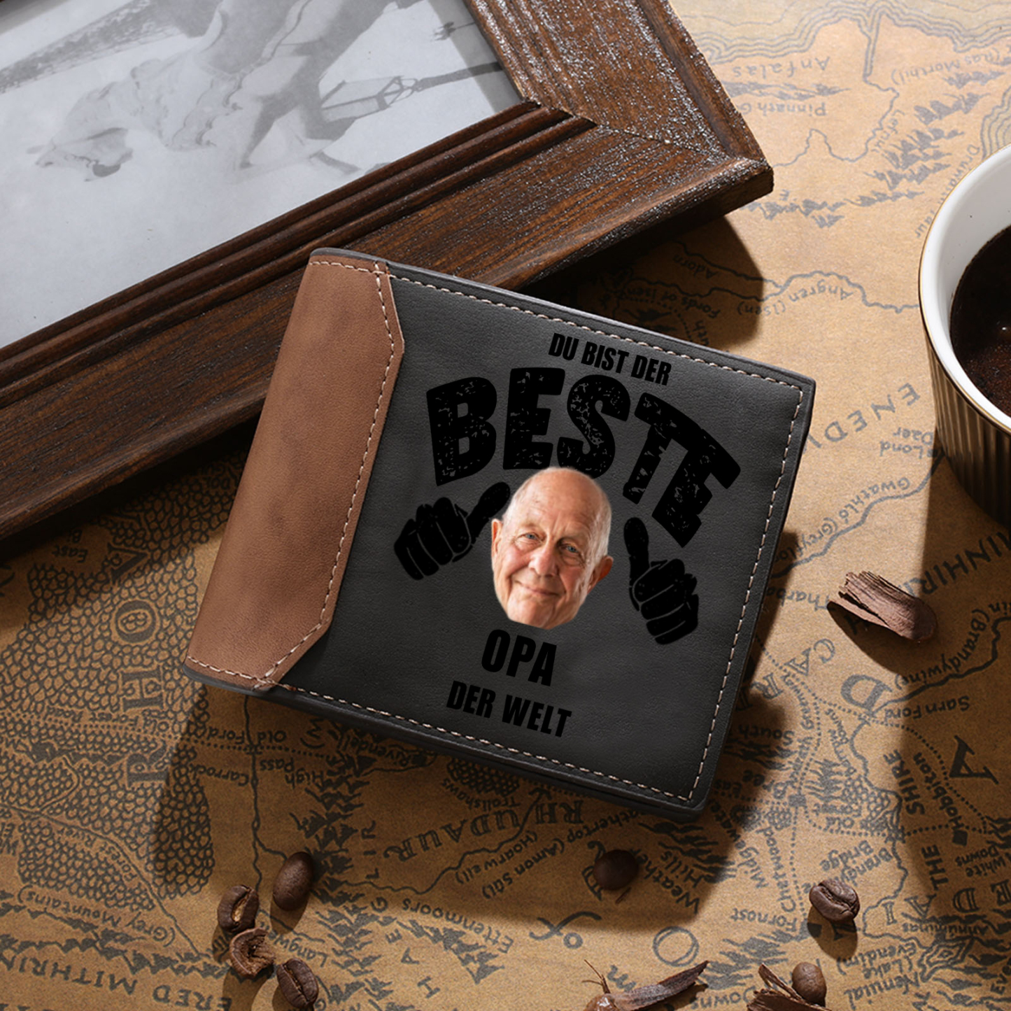 Herren Personalisierte 1 Name & Foto & Buchstabe -Du bist der beste Opa der Welt -Geschenk für Opa Großvater