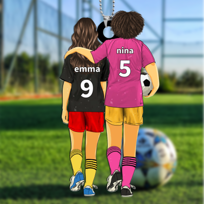 Personalisierter Acryl-Anhänger mit Fußball-Motiv für Mama & Kind