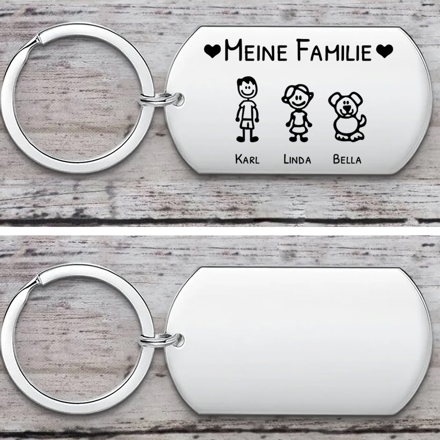 Personalisierbarer 2-7 Namen Schlüsselanhänger mit Muster-Meine Familie