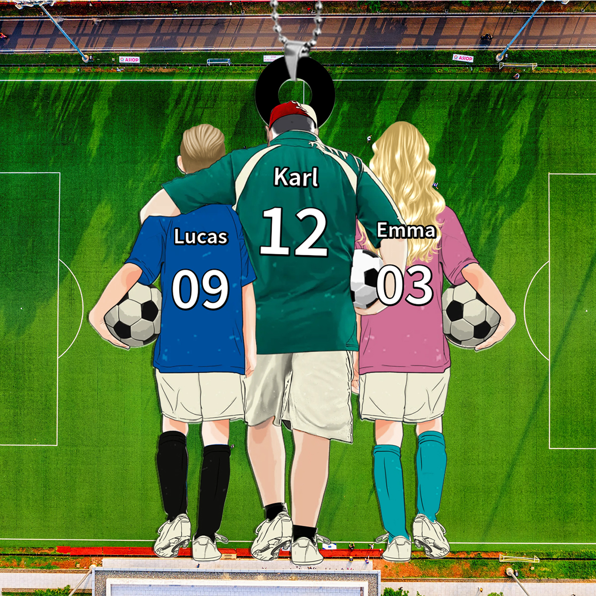 Personalisierter Acryl-Anhänger mit Fußball-Motiv für Familie