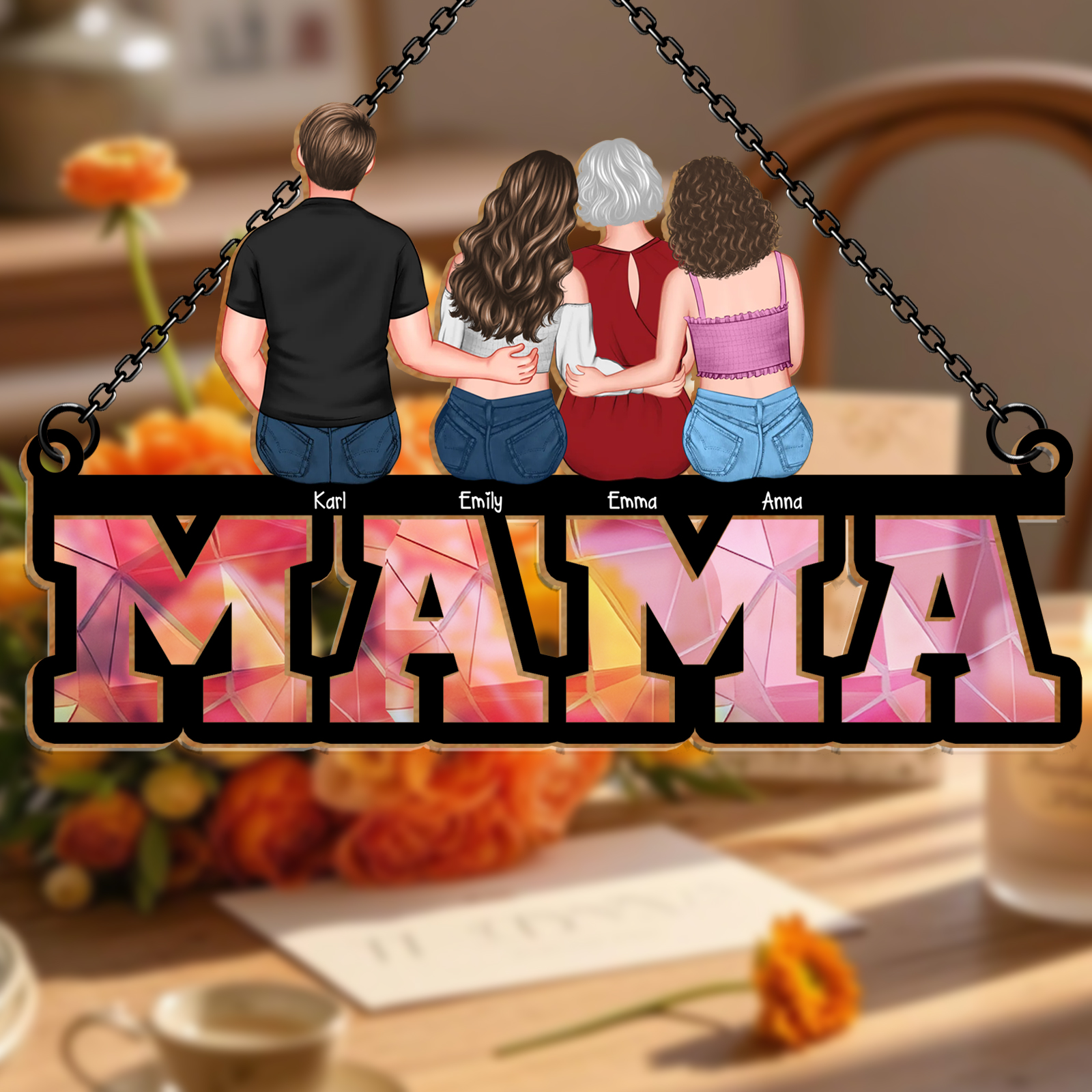 Personalisierter Plastik Anhänger-Mutter & Kinder-Pefektes Geschenk für Mama/Oma