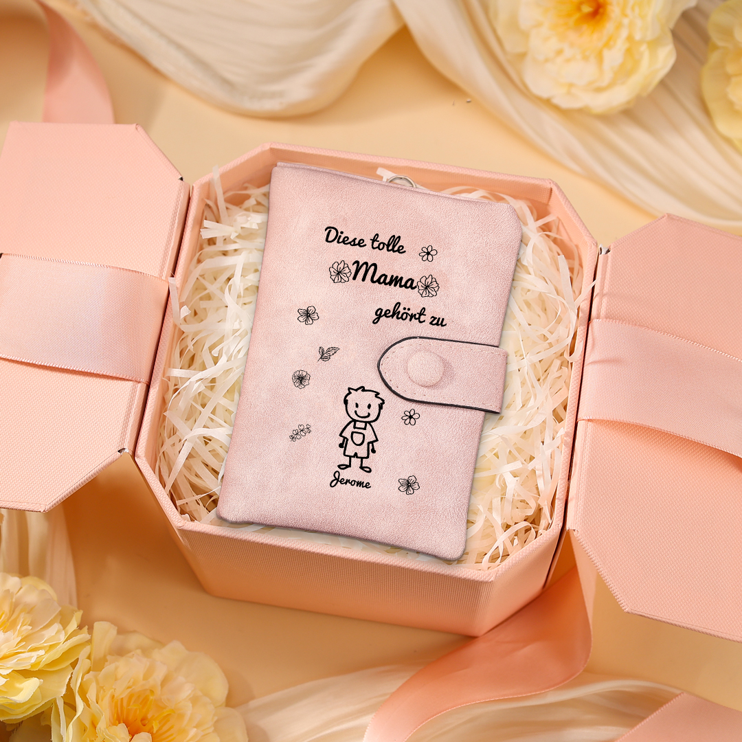 Personalisierte 1-6 Namen & Muster PU-Leder Portemonnaie -Diese tolle Mama gehört zu- Geldbörse für Mama Mutter