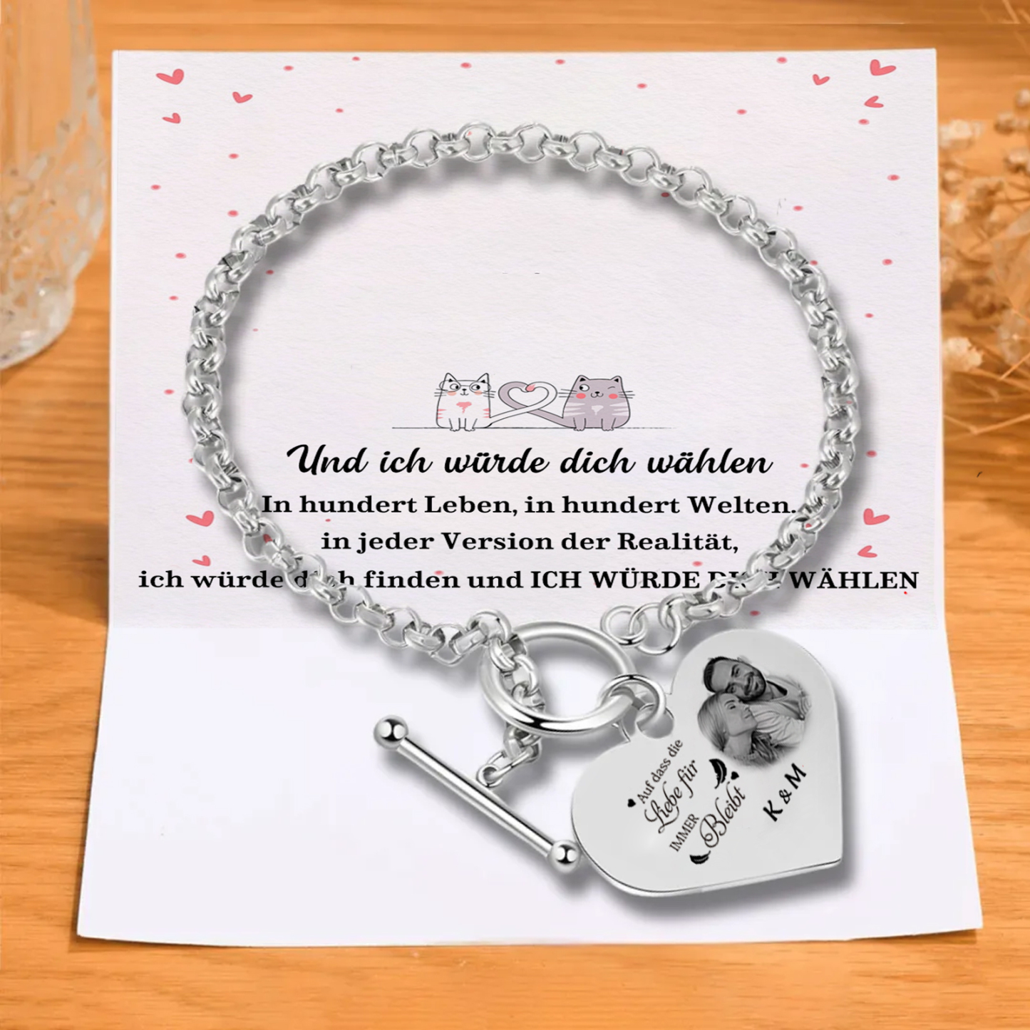 Kettenmachen Herren Personalisiertes Foto & Text Armband-Ich gehöre Ihnen, keine Rückgabe oder Rückerstattung-Geschenk mit Nachrichtenkarte 21.99