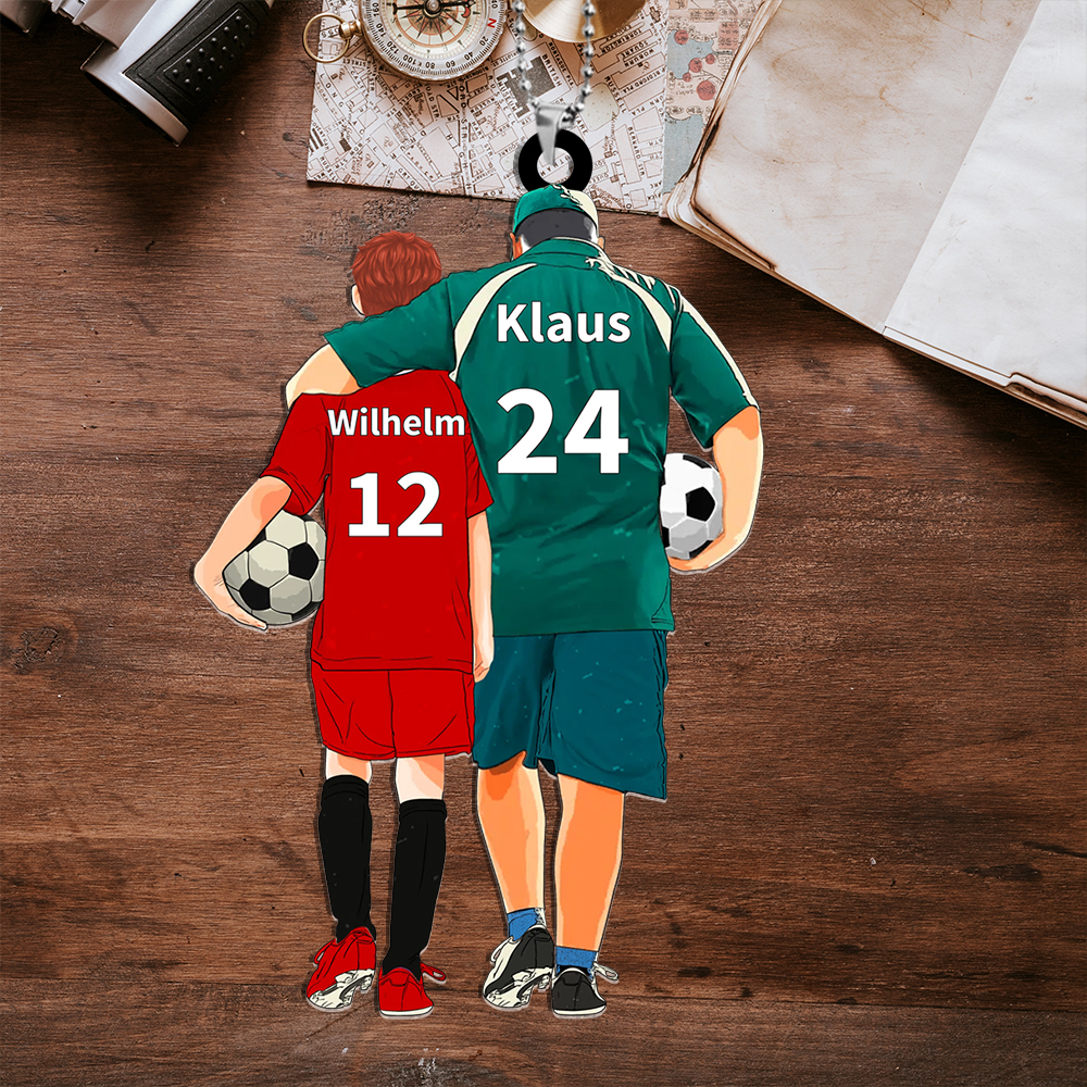 Personalisierter Acryl-Anhänger mit Fußball-Motiv für Papa & Kind