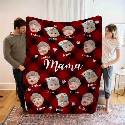 Personalisierte mit Foto & Name Flanell-Decke – Kuschelige & Herzliche Geschenkidee für Mama/Oma