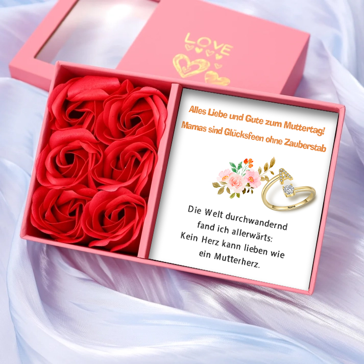 Personalisierbarer 1 Name & Buchstabe Fein Golden/ Silber Ring mit Zirkonia – Geschenk Karte mit Box 