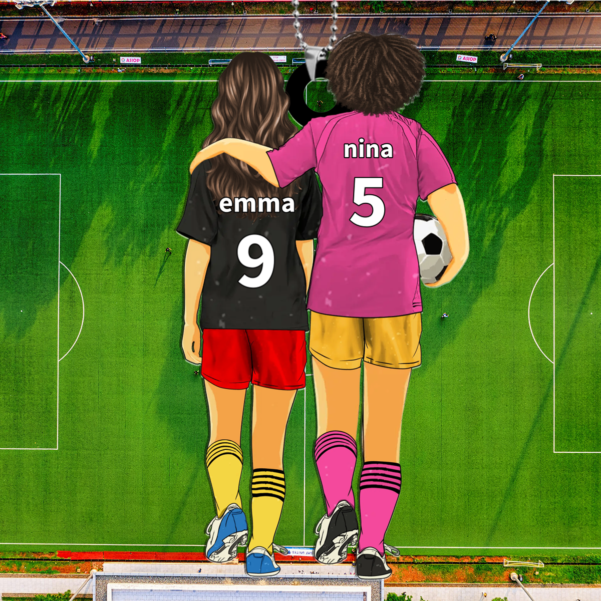 Personalisierter Acryl-Anhänger mit Fußball-Motiv für Mama & Kind