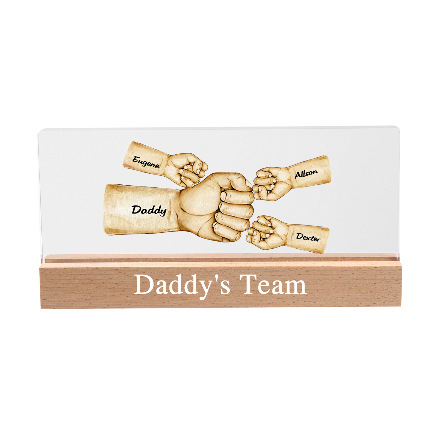 Personalisierte 4 Namen & Text PAPA Faust Nachtlicht Geschenk für Vater