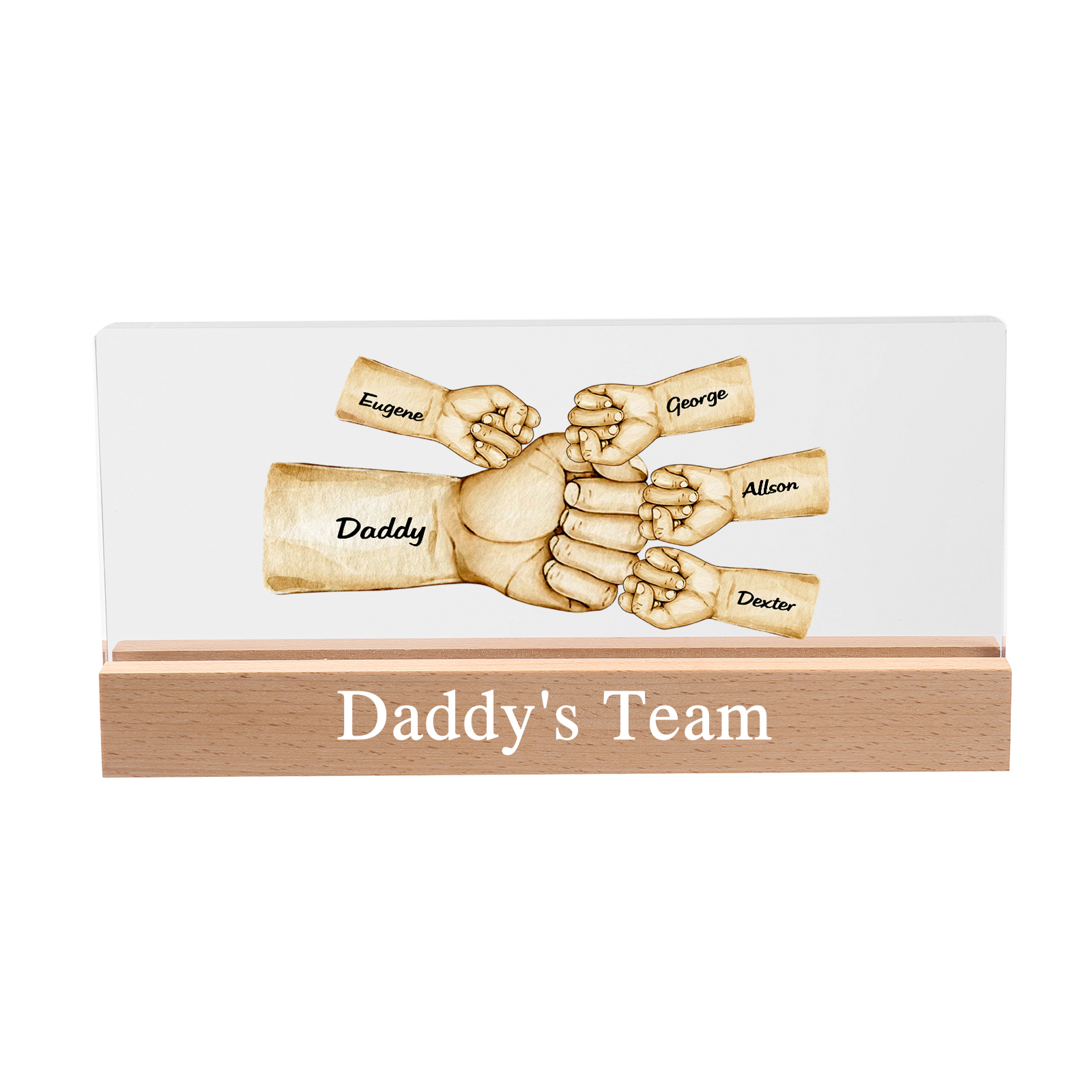 Personalisierte 5 Namen & Text PAPA Faust Nachtlicht Geschenk für Vater