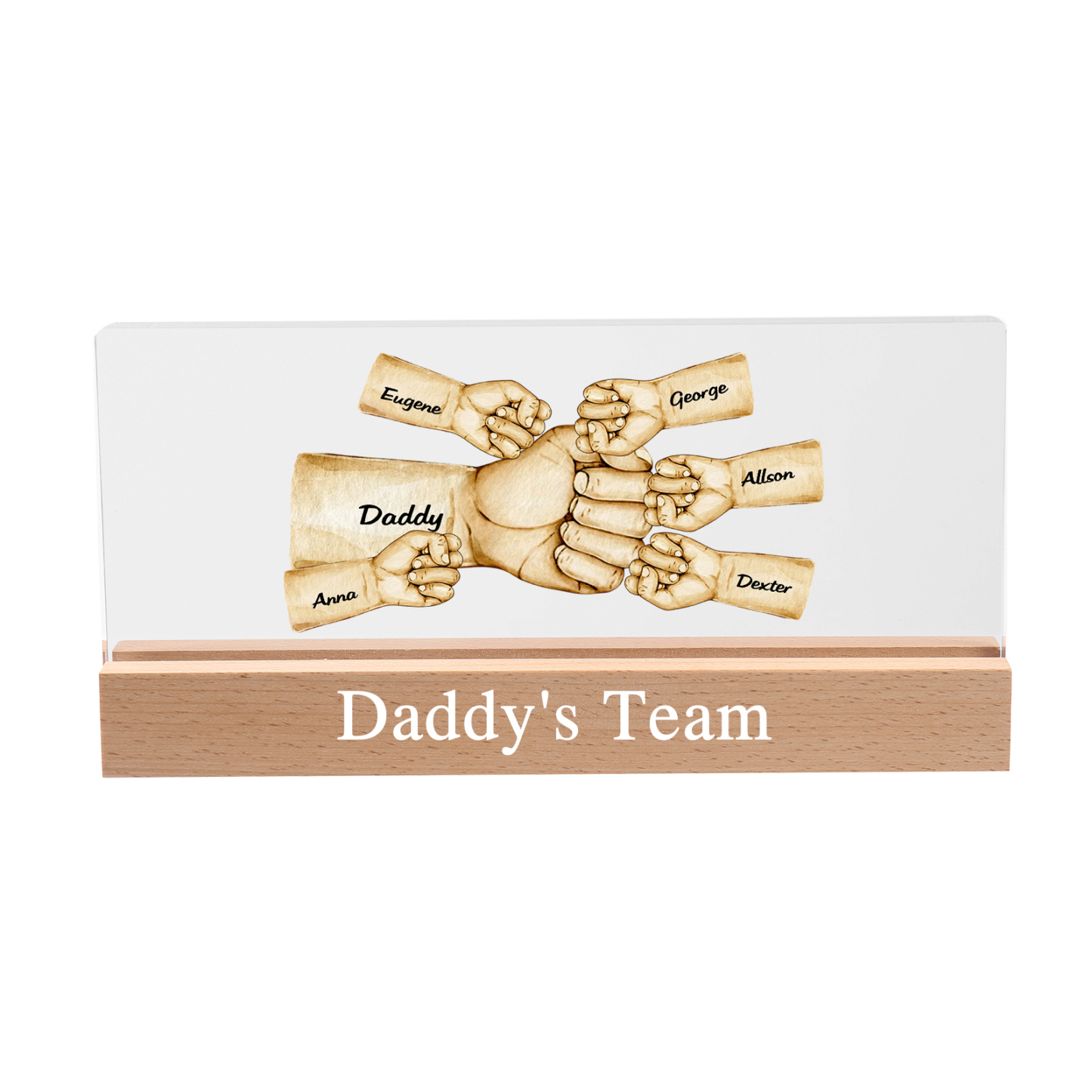 Personalisierte 6 Namen & Text PAPA Faust Nachtlicht Geschenk für Vater