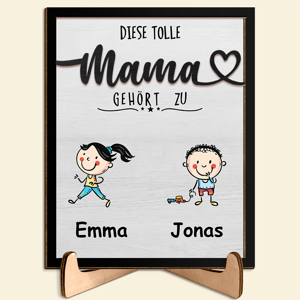Holzbild-Personalisierter 1-4 Namen-Diese tolle Mama gehört zu-Geschenk zum Muttertag