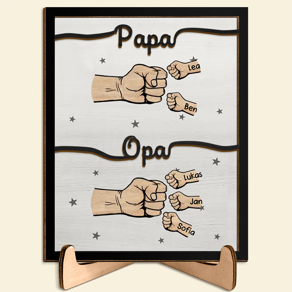 Holzbild-Personalisierte Name & Faust-Geschenk für Vater