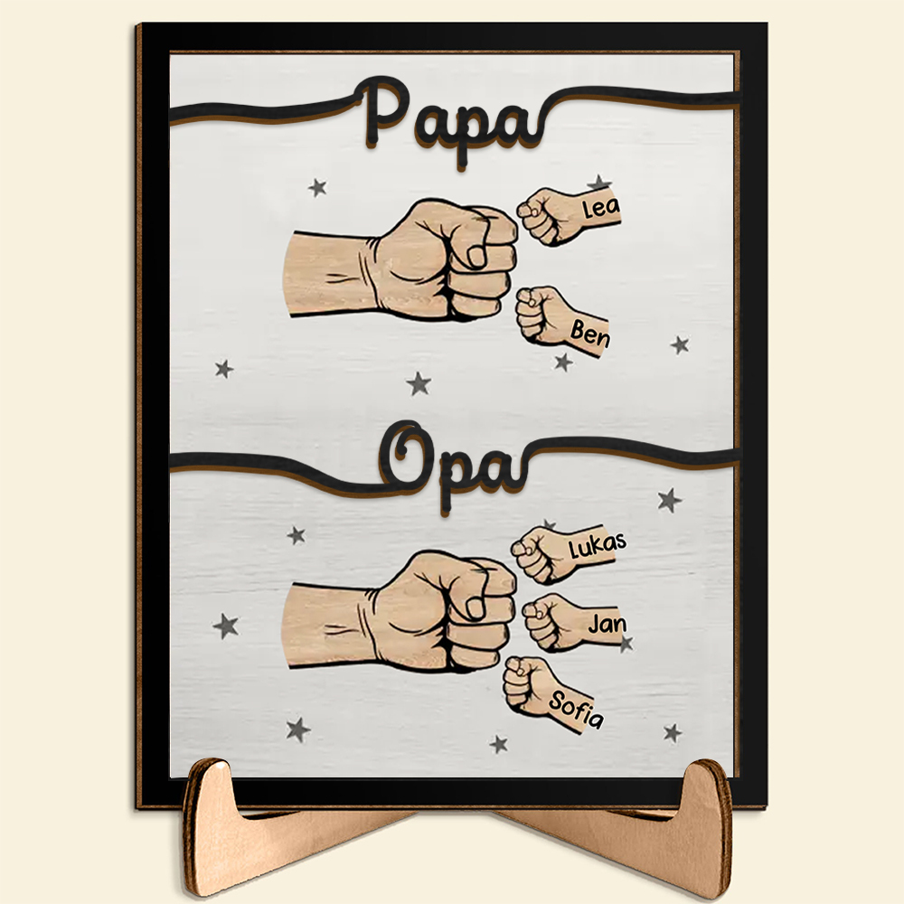 Holzbild-Personalisierte Name & Faust-Geschenk für Vater