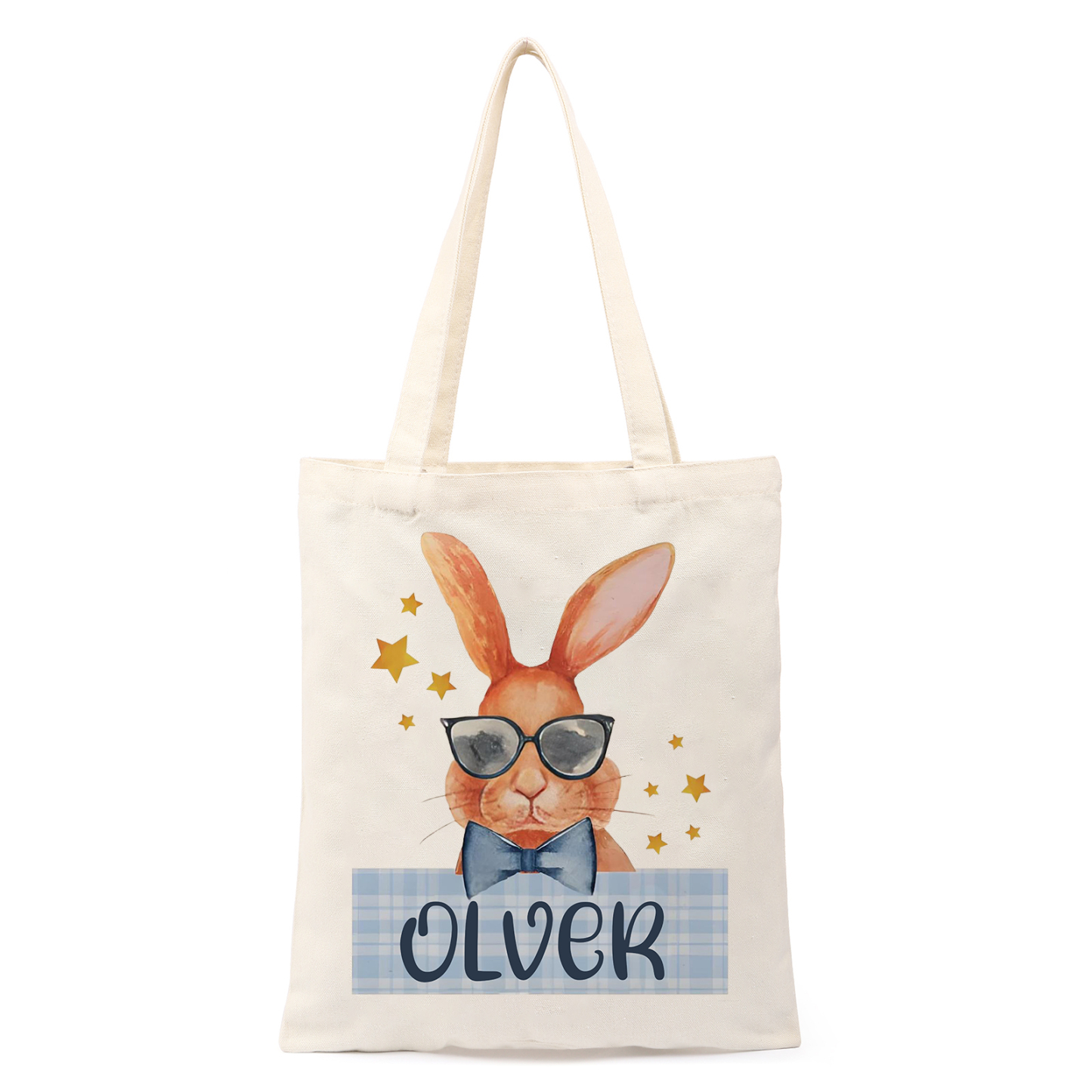 Personalisierbarer Name & Text Ostern Leinen Hase Tasche