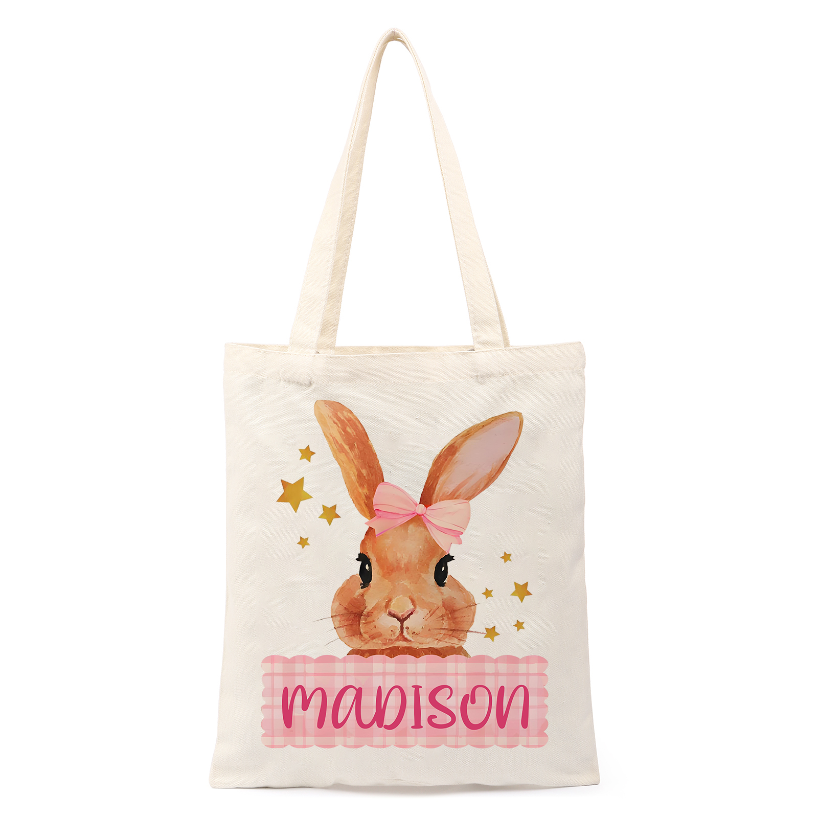 Personalisierbarer Name & Text Ostern Leinen Hase Tasche