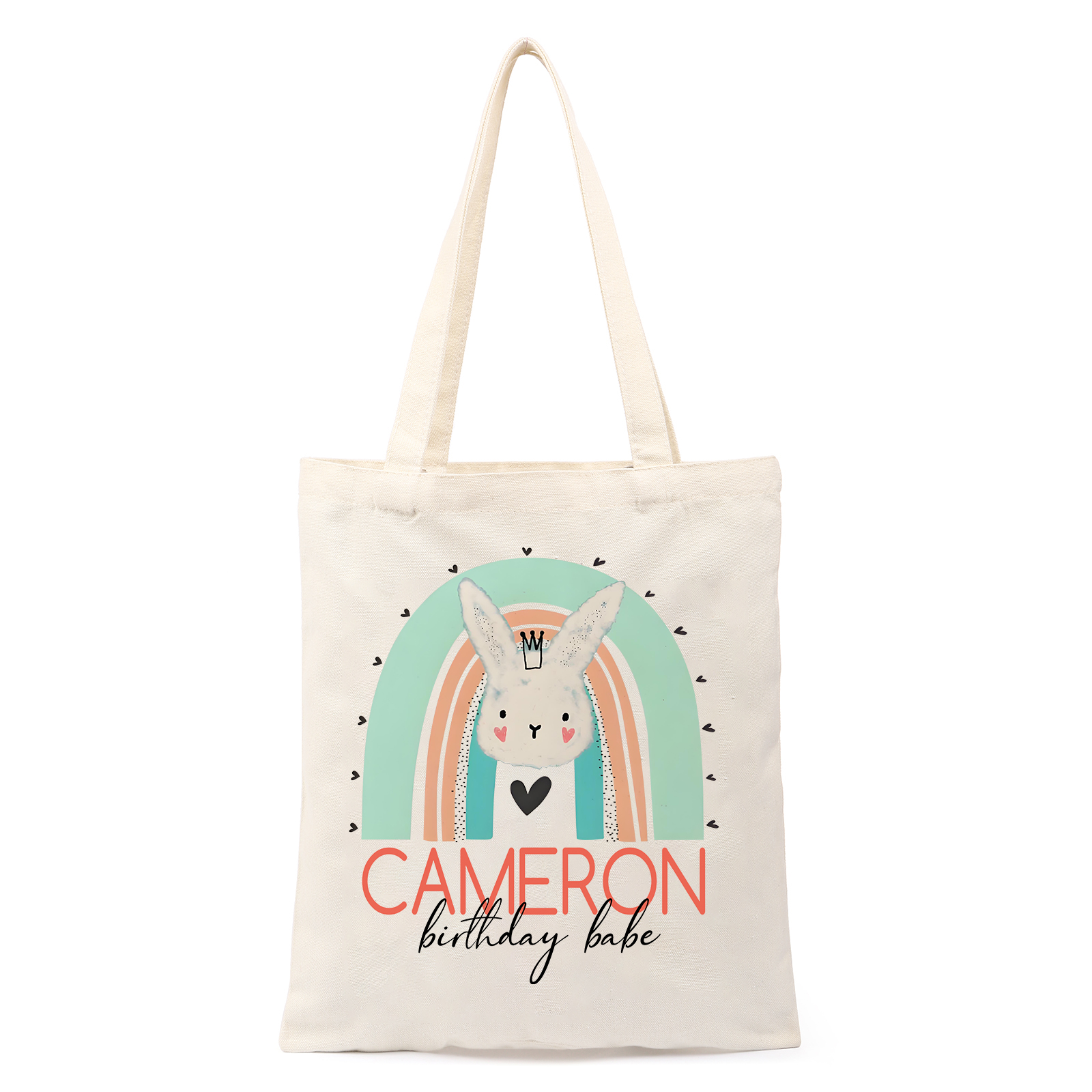 Personalisierbarer Name & Text Ostern Leinen Hase Tasche