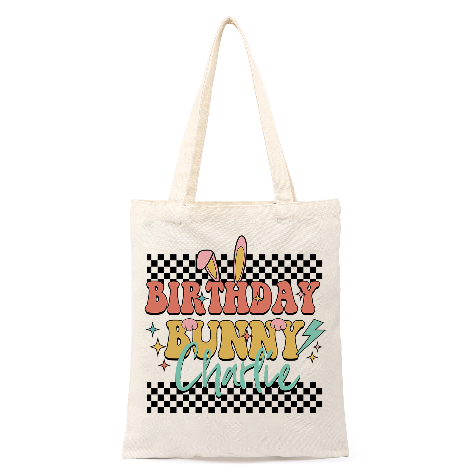 Personalisierbarer Name & Text Ostern Leinen Hase Tasche