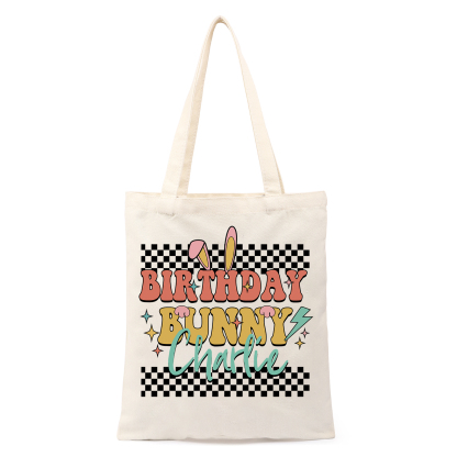 Personalisierbarer Name & Text Ostern Leinen Hase Tasche