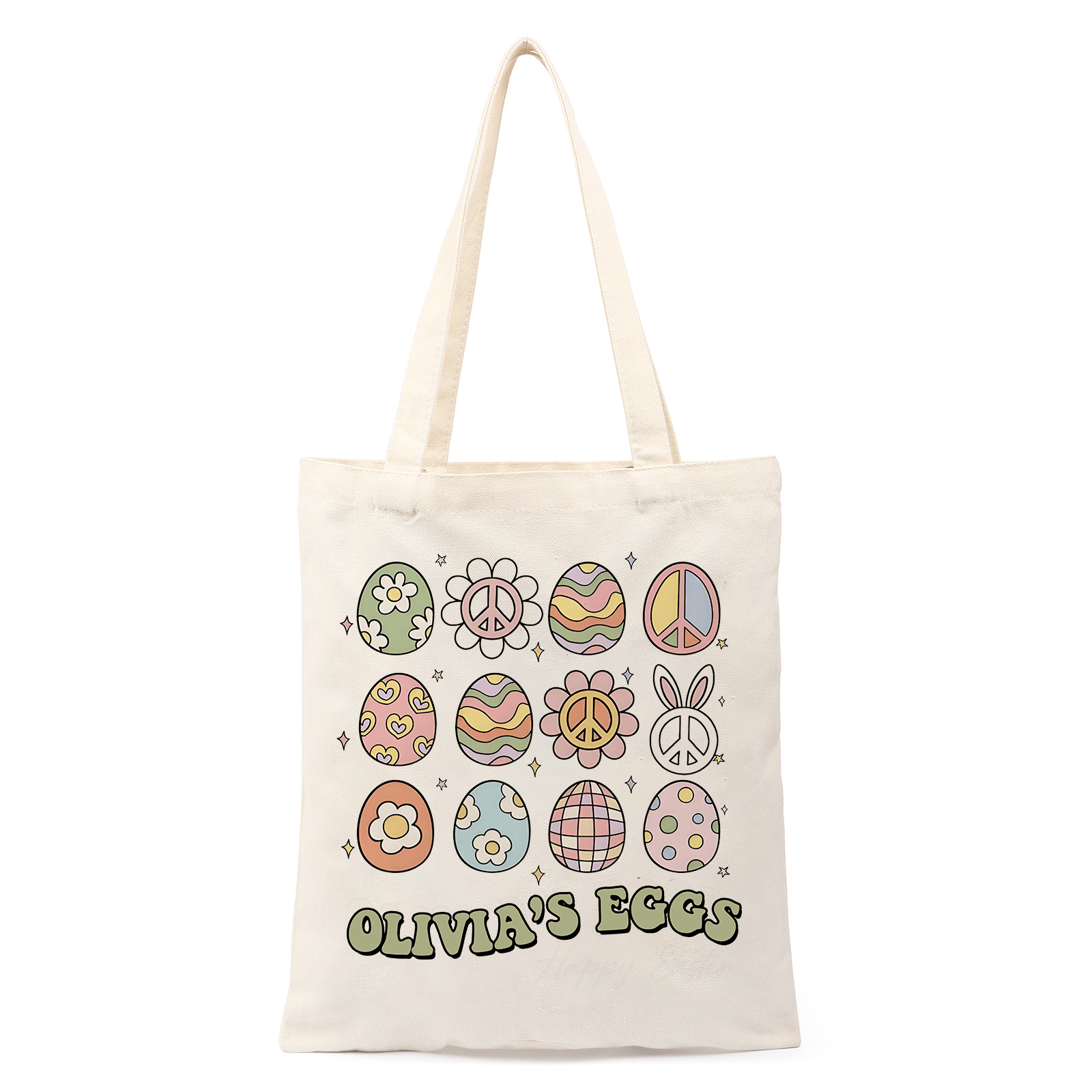 Personalisierbarer Name & Text Ostern Leinen Hase Tasche