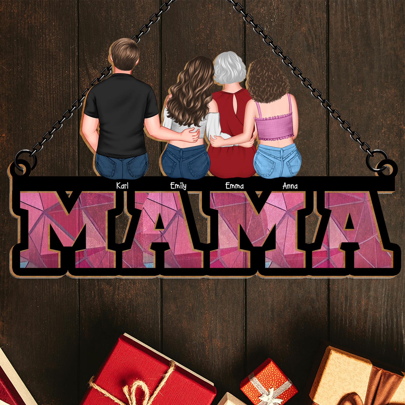 Personalisierter Plastik Anhänger-Mutter & Kinder-Pefektes Geschenk für Mama/Oma