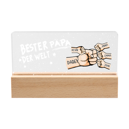 Personalisierte 5 Namen PAPA Faust Nachtlicht Geschenk für Vater-Bester Papa der Welt