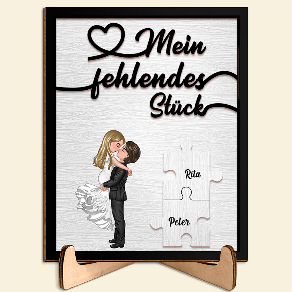 Pärchen Holzbild-Personalisierter 2 Namen Mein fehlendes Stück Puzzle Holzdekoration-für Paare