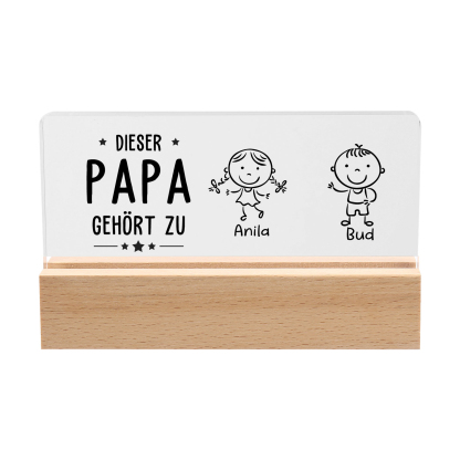Personalisierte 2-6 Namen & Muster Nachtlicht Geschenk für Vater-Diese Papa gehört zu........