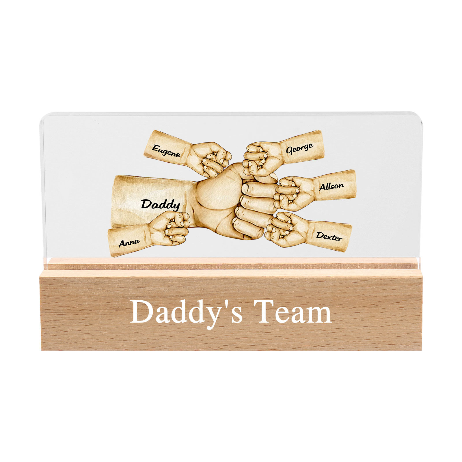 Personalisierte 6 Namen & Text PAPA Faust Nachtlicht Geschenk für Vater