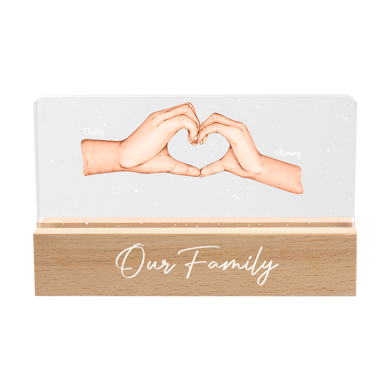 Personalisierte 2 Namen & Text PAPA Hand in Hand Nachtlicht Geschenk für Vater-Unsere Familie