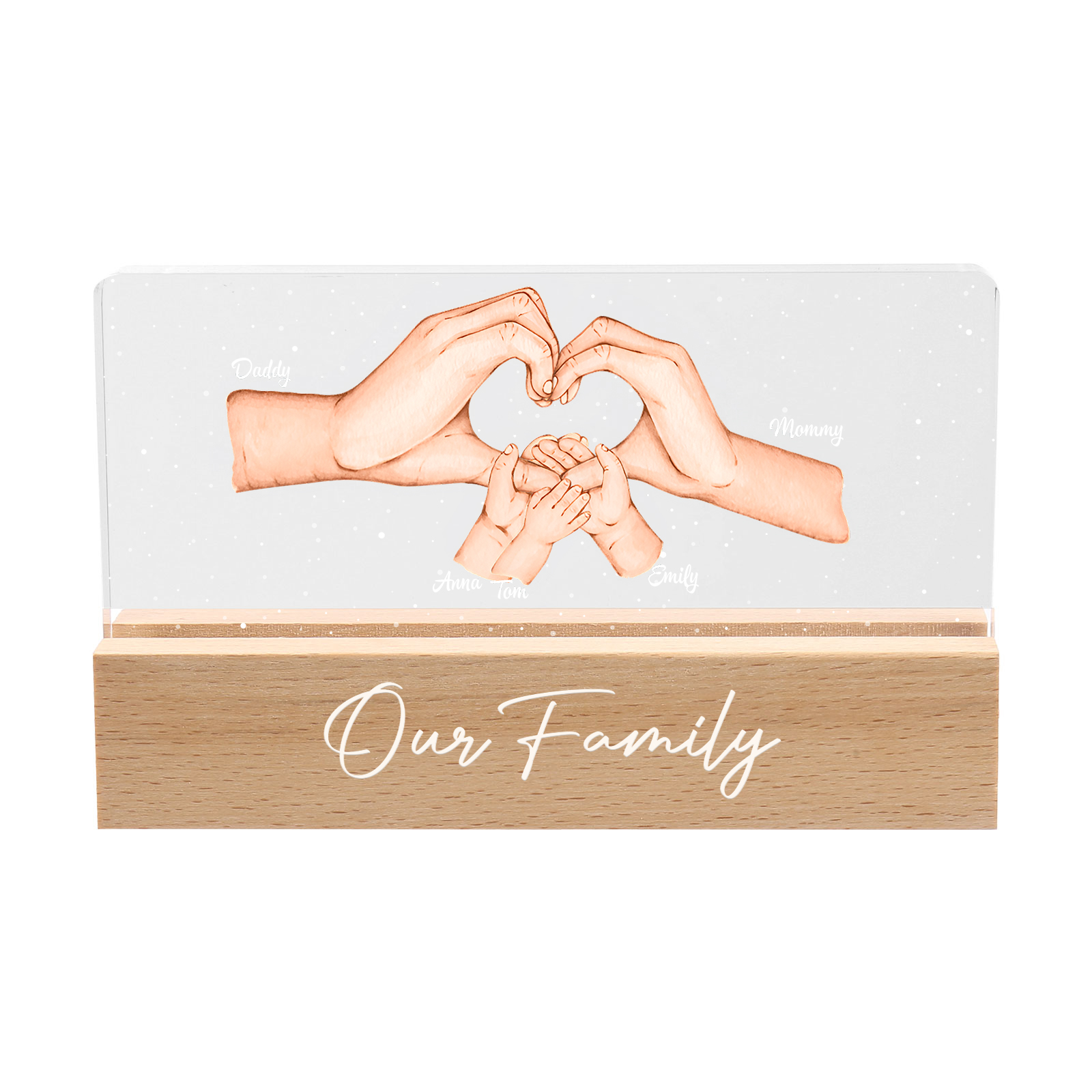 Personalisierte 5 Namen & Text PAPA Hand in Hand Nachtlicht Geschenk für Vater-Unsere Familie