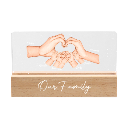 Personalisierte 7 Namen & Text PAPA Hand in Hand Nachtlicht Geschenk für Vater-Unsere Familie