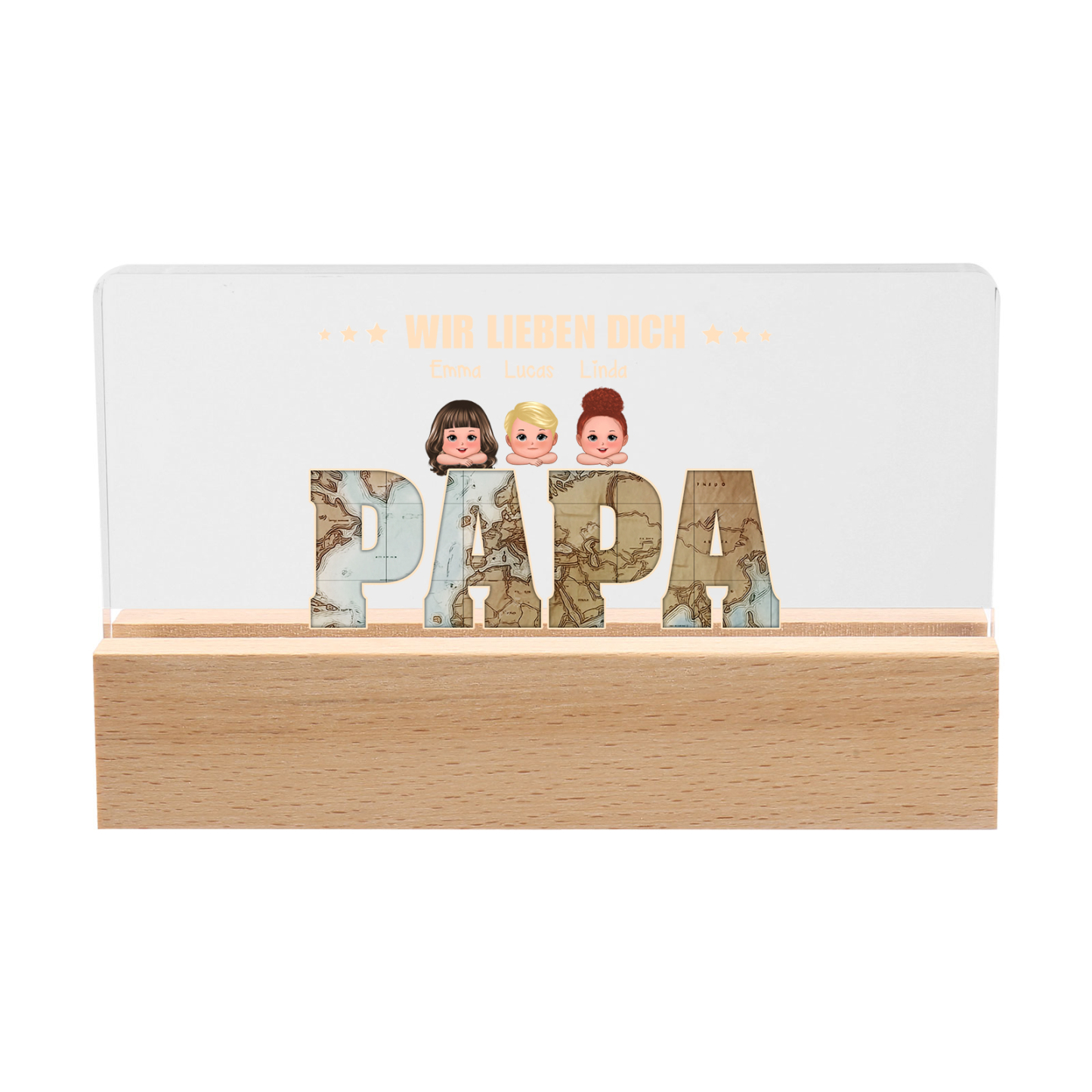 Personalisierte 1-10 Namen & Geburtsblumen Rund Nachtlicht-Zuerst Mama, Jetzt Oma-Geschenk für Großmutter zum Muttertag