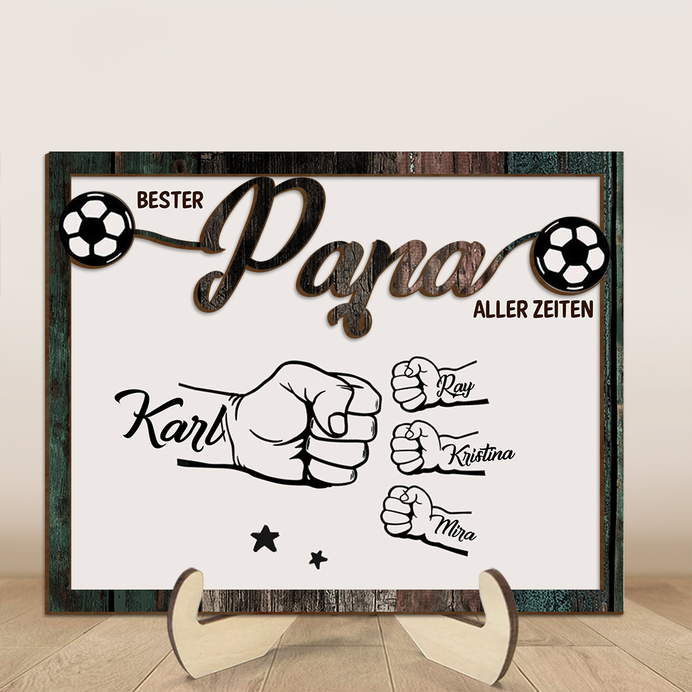 Holzbild-Personalisierte Name & Faust-Bester Papa aller Zeiten-Geschenk für Vater