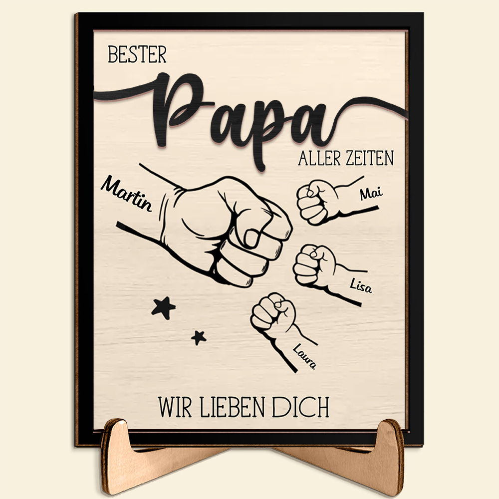Holzbild-Personalisierte Name & Faust-Bester Papa aller Zeiten-Geschenk für Vater