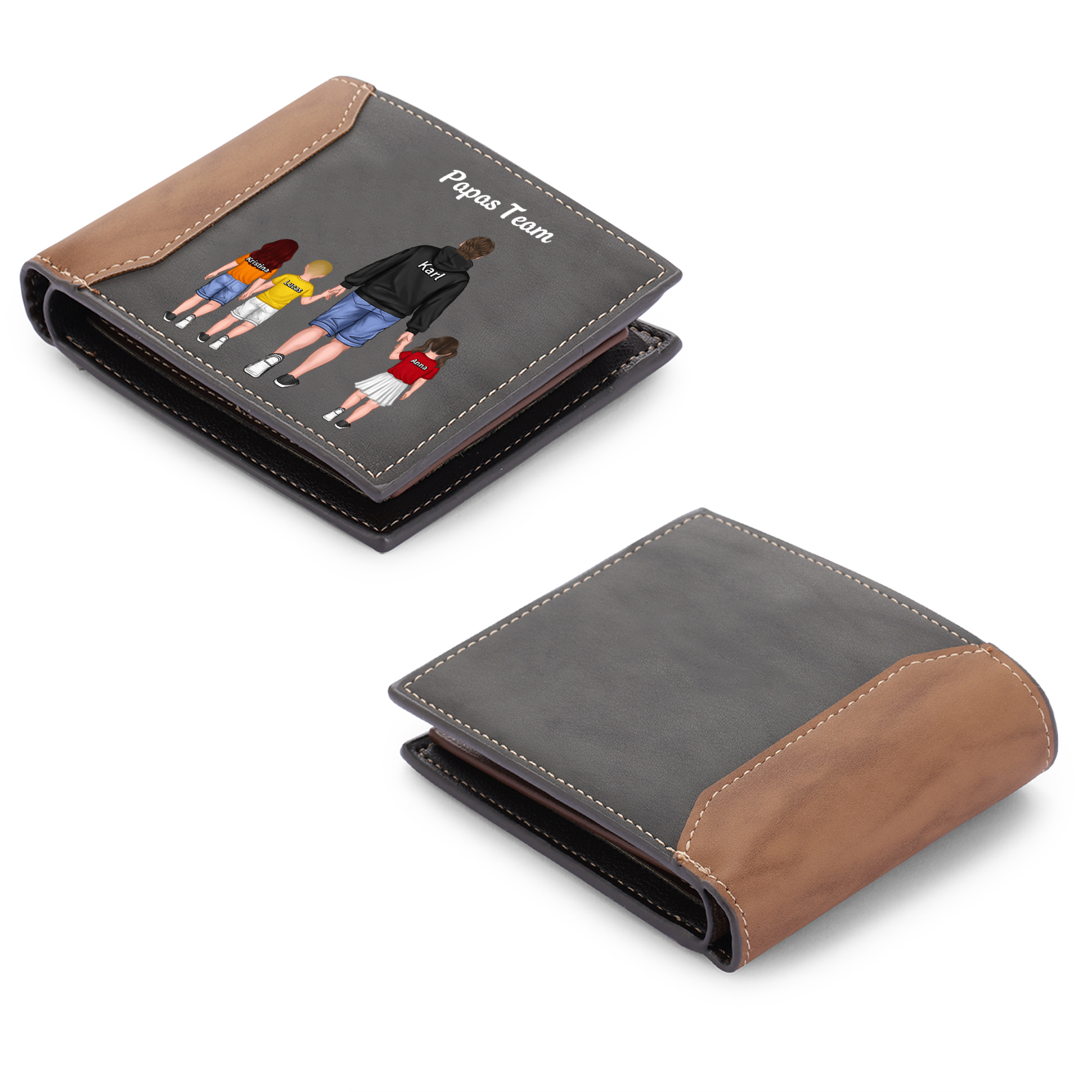 Herren Personalisierts Muster Leder Geldbörse für Papa zum Vatertag-Papas Team